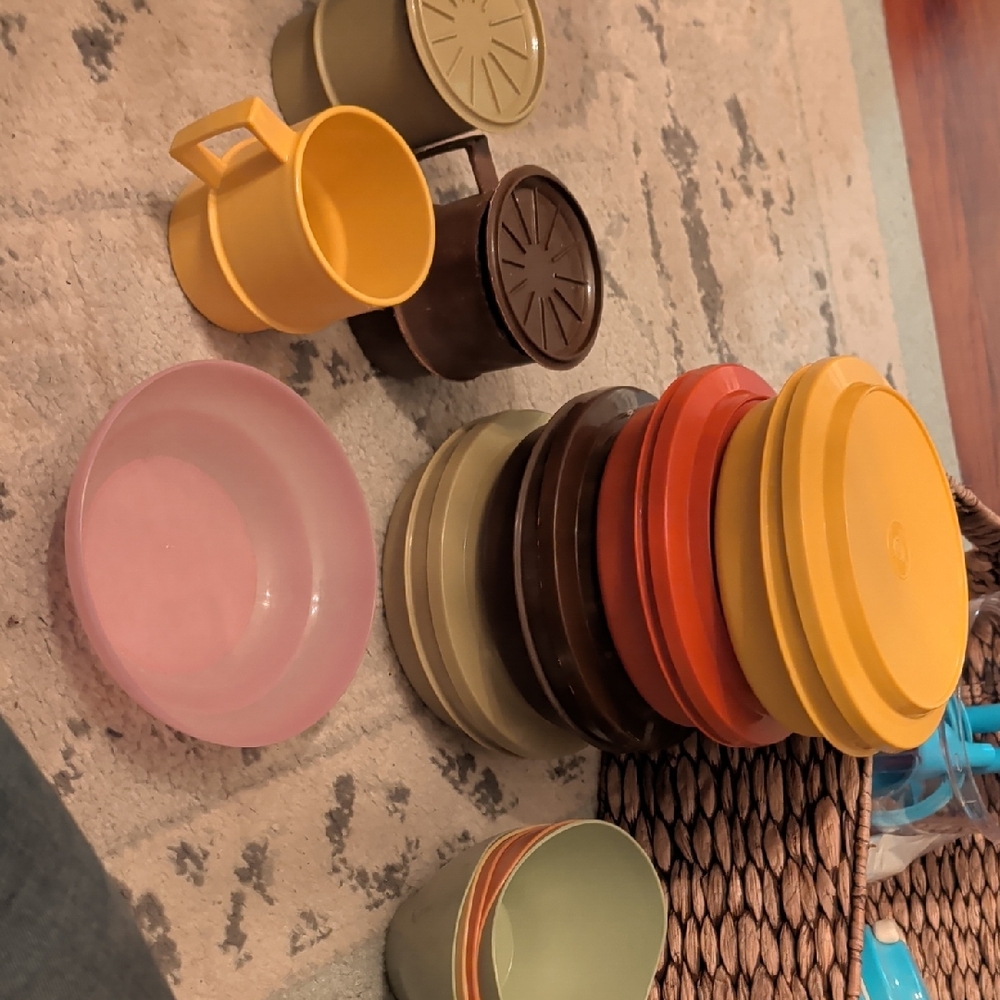 Colorful Vintage Plastic Kitchenware Set